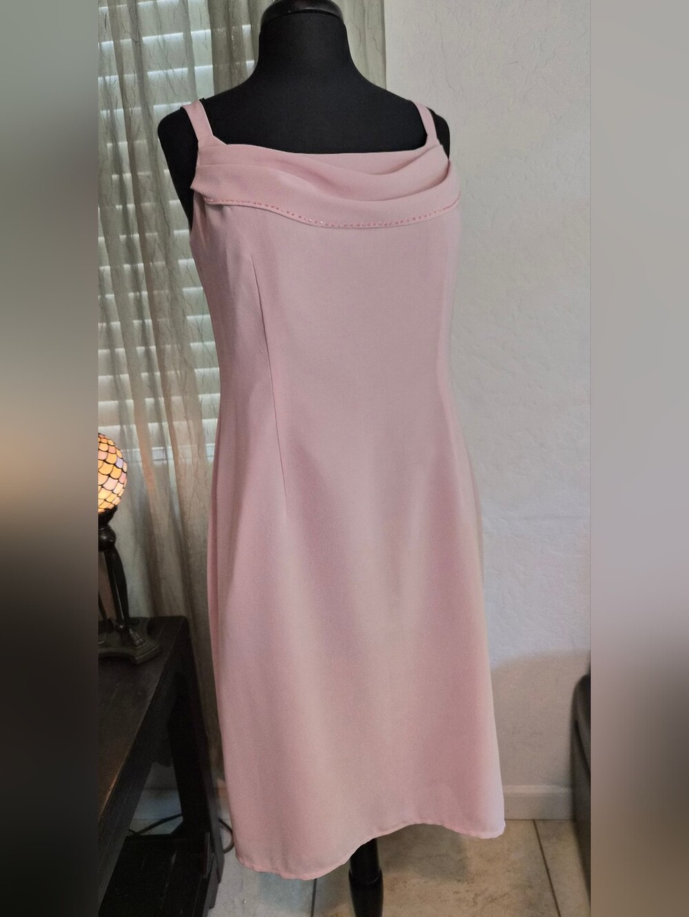 Danny & Nicole Blush Pink Sleeveless Cowl Neck Dress #0254